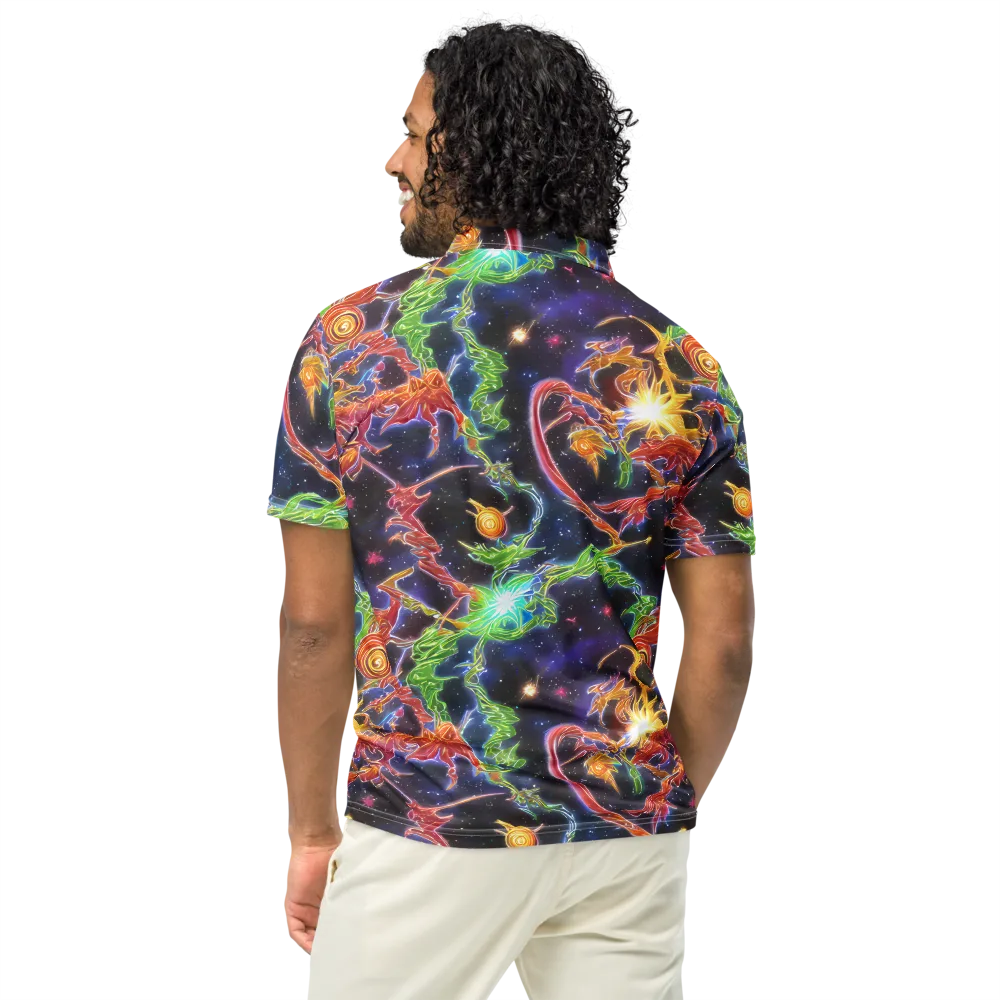 Galactic Flora on Men's Slim Fit Polo Shirt — Back