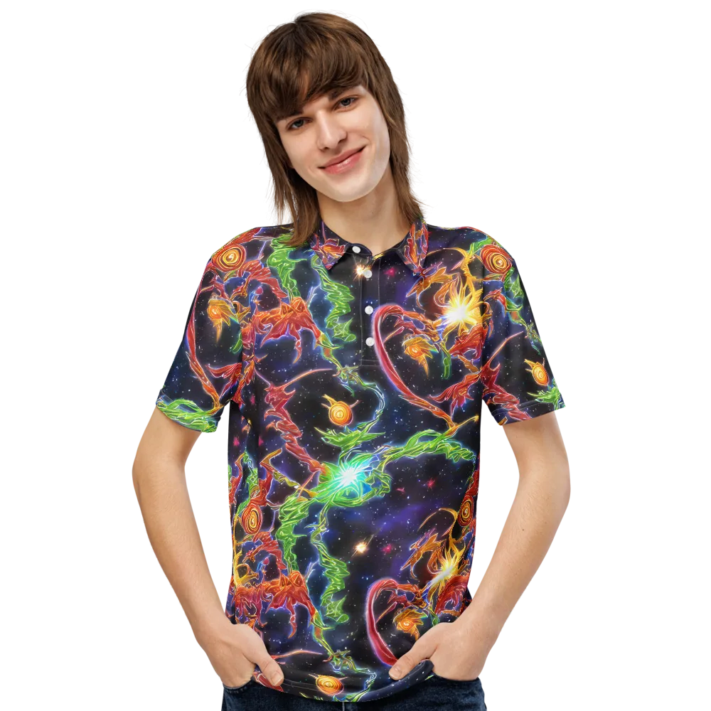 Galactic Flora on Men's Slim Fit Polo Shirt — Front