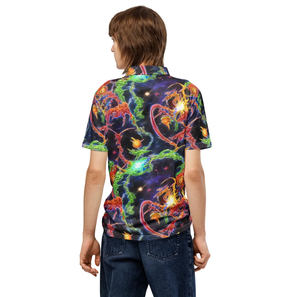 Galactic Flora on Men's Slim Fit Polo Shirt — Back