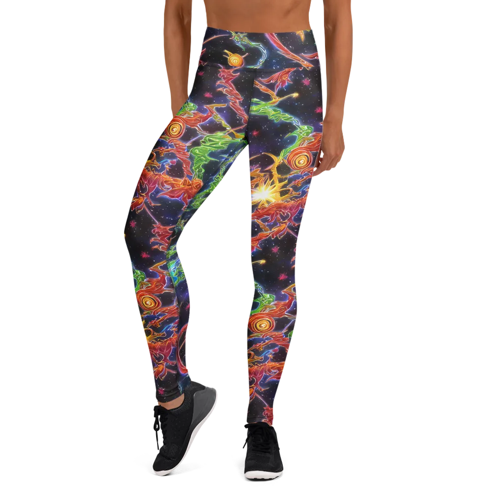 Galactic Flora on Yoga Leggings — Front
