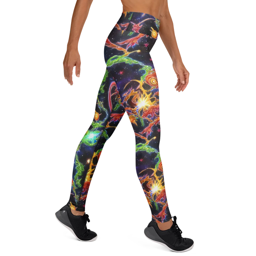 Galactic Flora on Yoga Leggings — Right