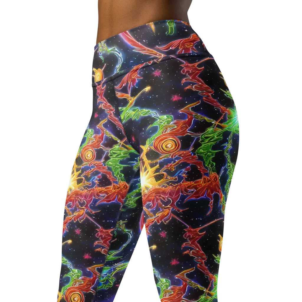 Galactic Flora on Yoga Leggings — Left Front