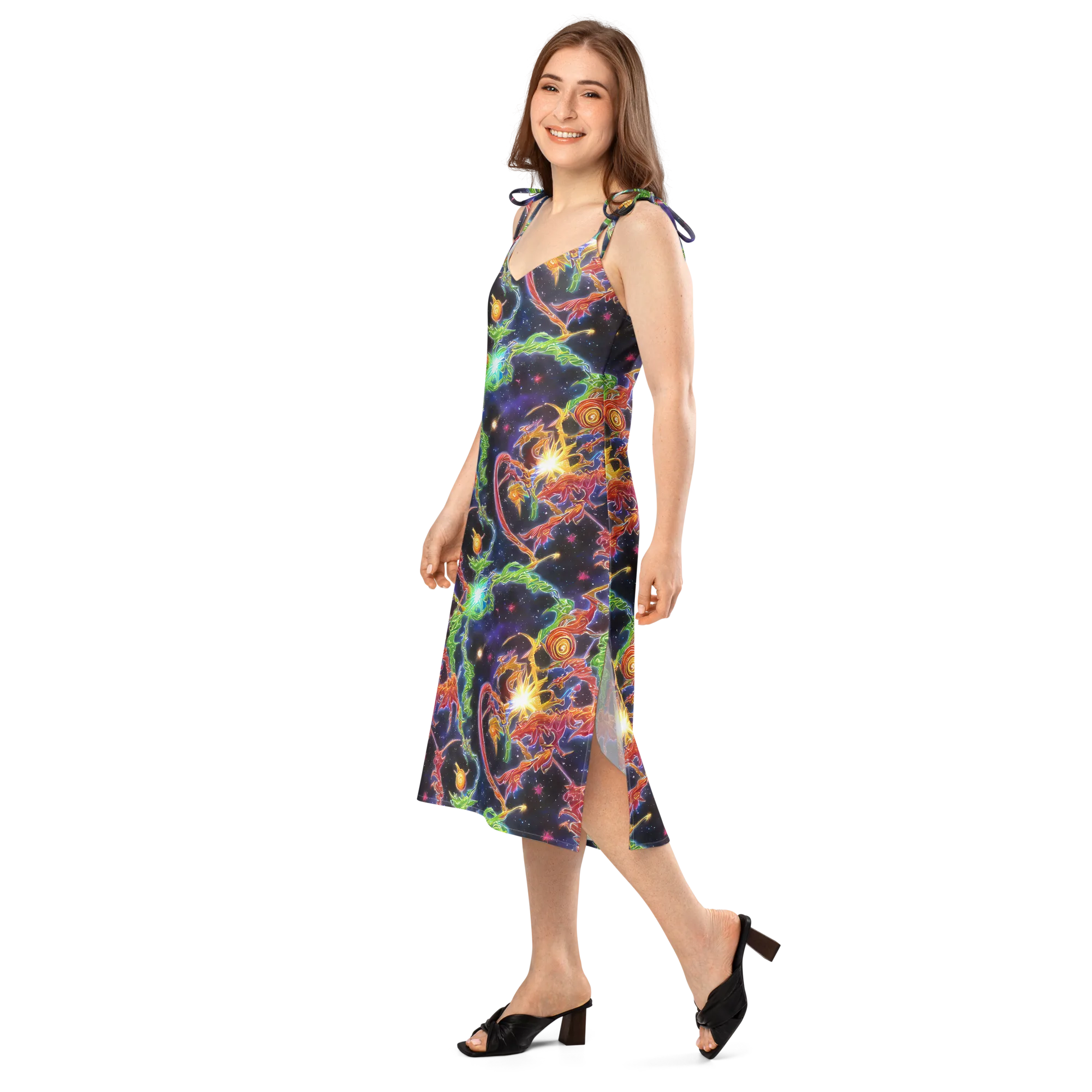 Galactic Flora on Slip Dress — Left Front