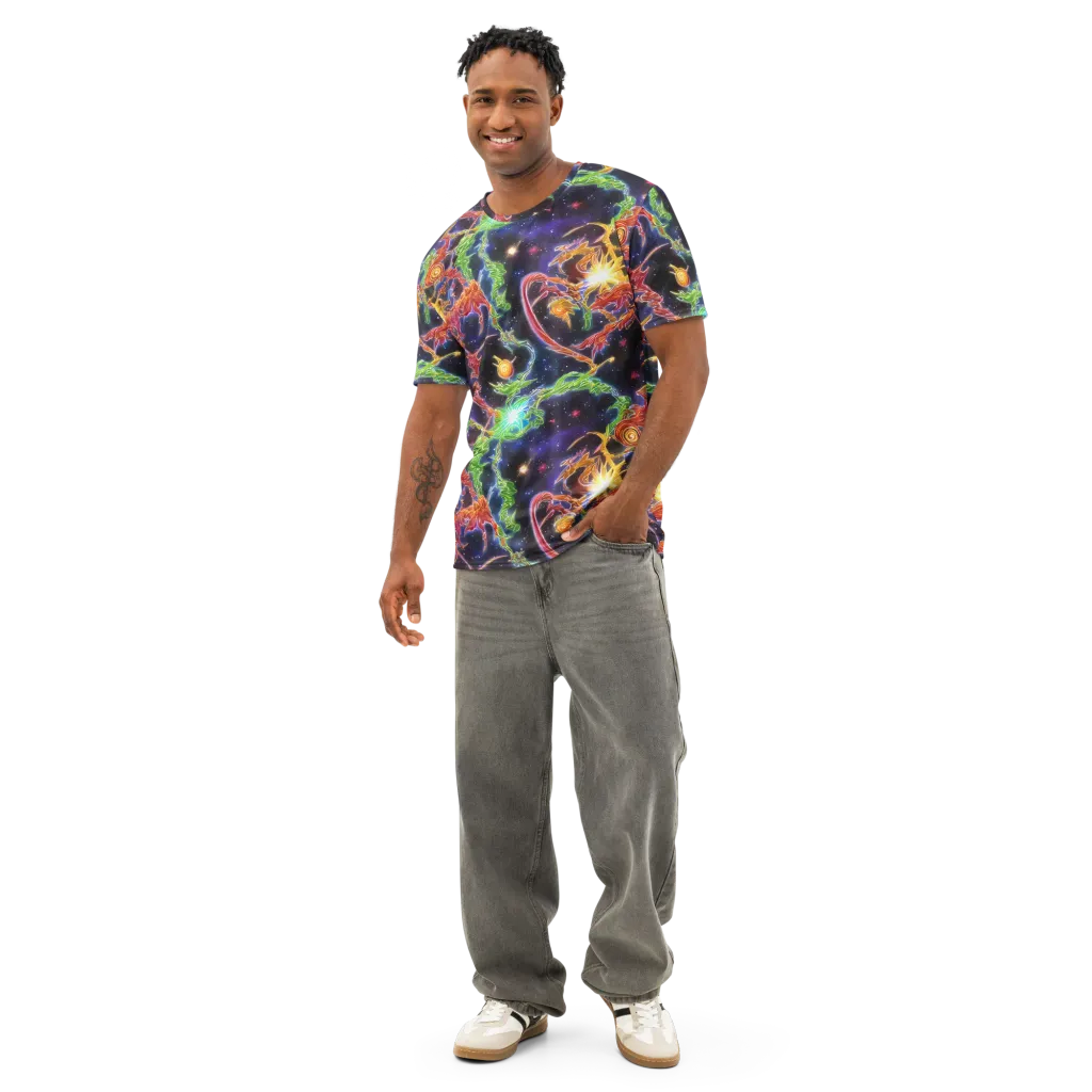 Galactic Flora on Men's Cotton Crew Neck T-Shirt — Front