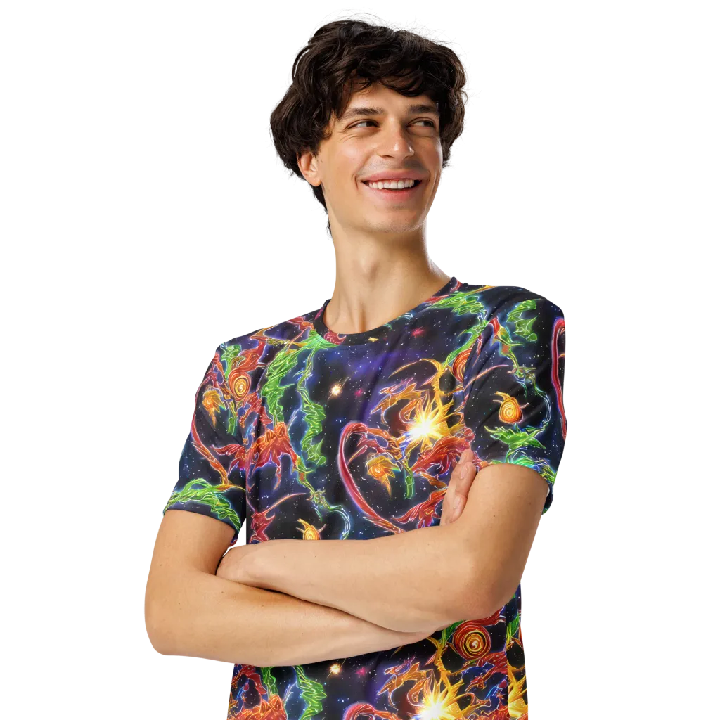 Galactic Flora on Men's Crew Neck T-Shirt — Left Front