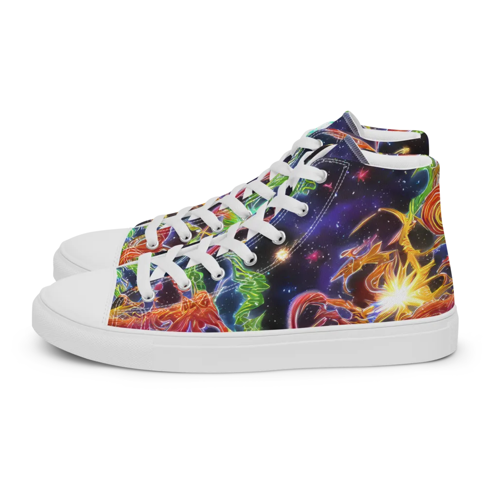 Galactic Flora on Men's High Top Canvas Shoes — Left