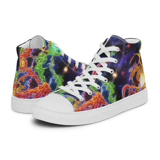 Galactic Flora on a Men's High Top Canvas Shoes