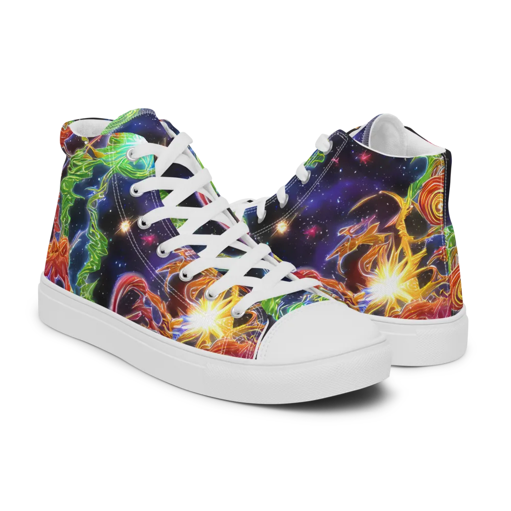 Galactic Flora on Men's High Top Canvas Shoes — Right