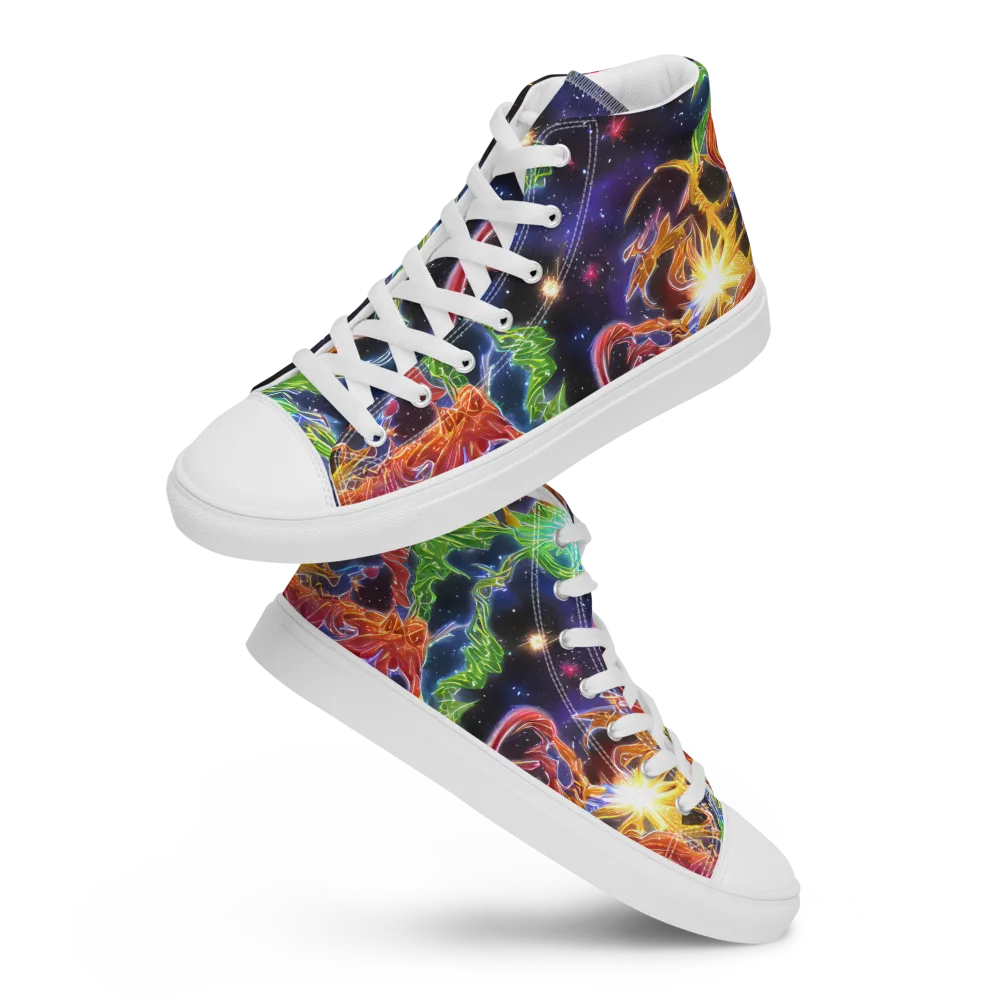 Galactic Flora on Men's High Top Canvas Shoes — Front