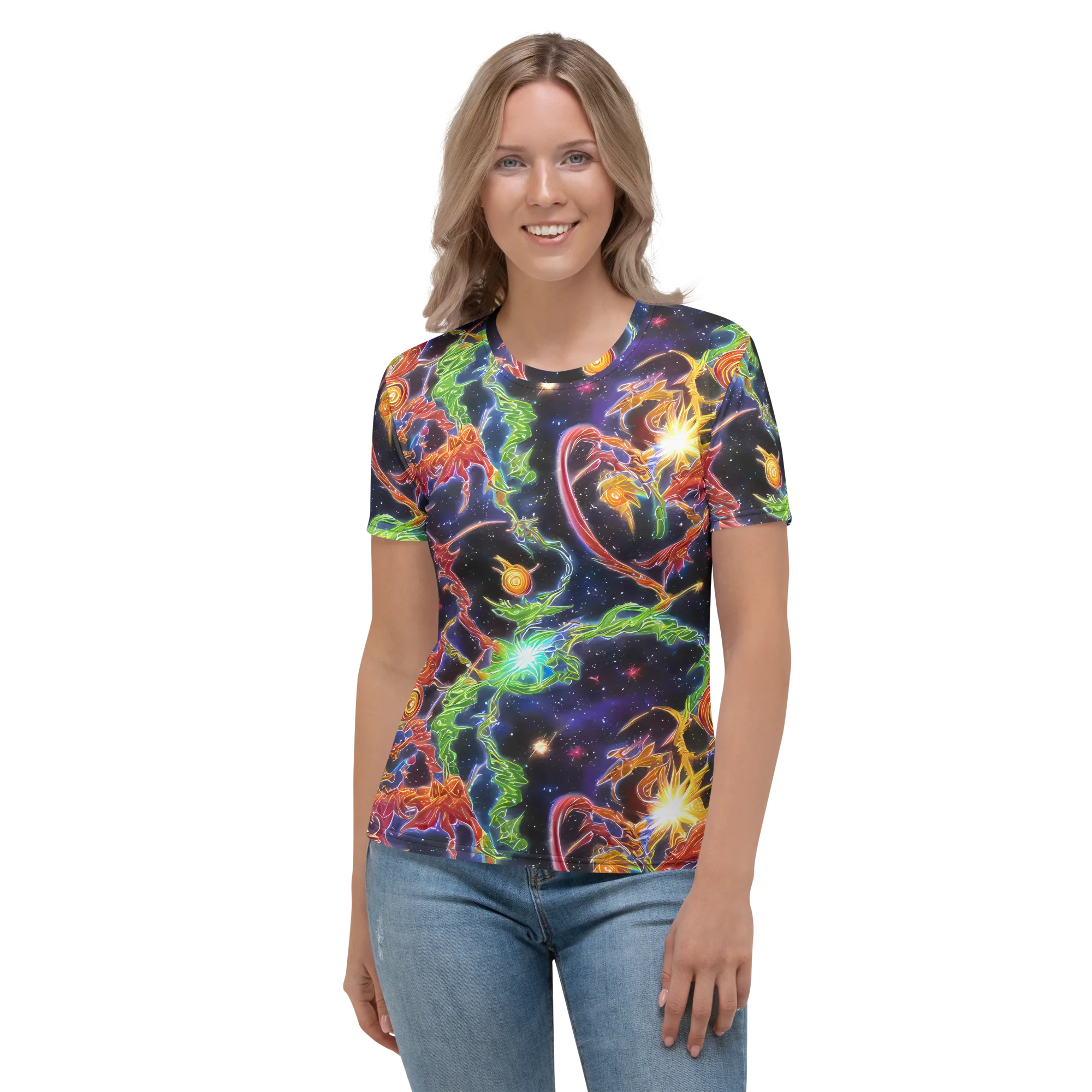 Galactic Flora on Women's Crew Neck T-Shirt — Front