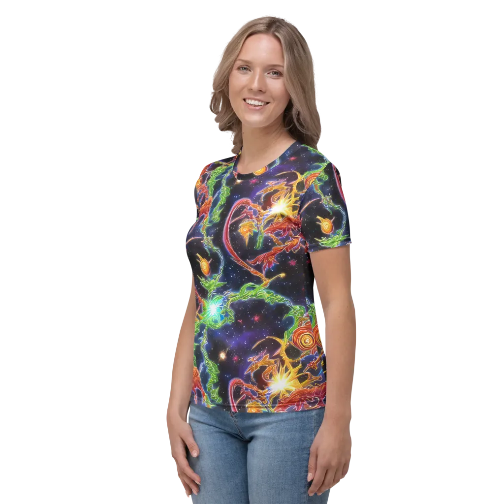 Galactic Flora on Women's Crew Neck T-Shirt — Left