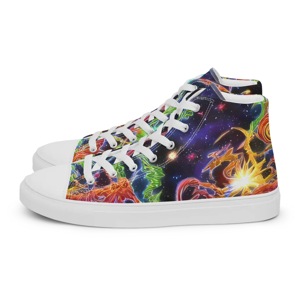Galactic Flora on Women's High Top Canvas Shoes — Left