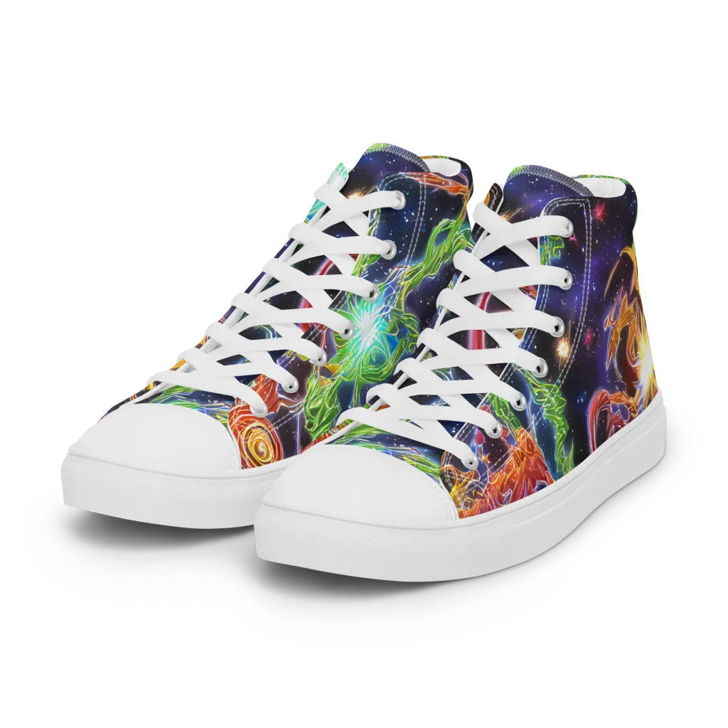 Galactic Flora on Women's High Top Canvas Shoes — Left Front