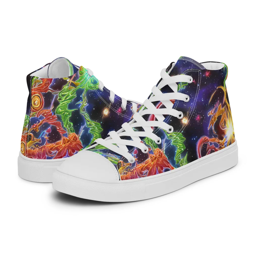 Galactic Flora on Women's High Top Canvas Shoes — Left