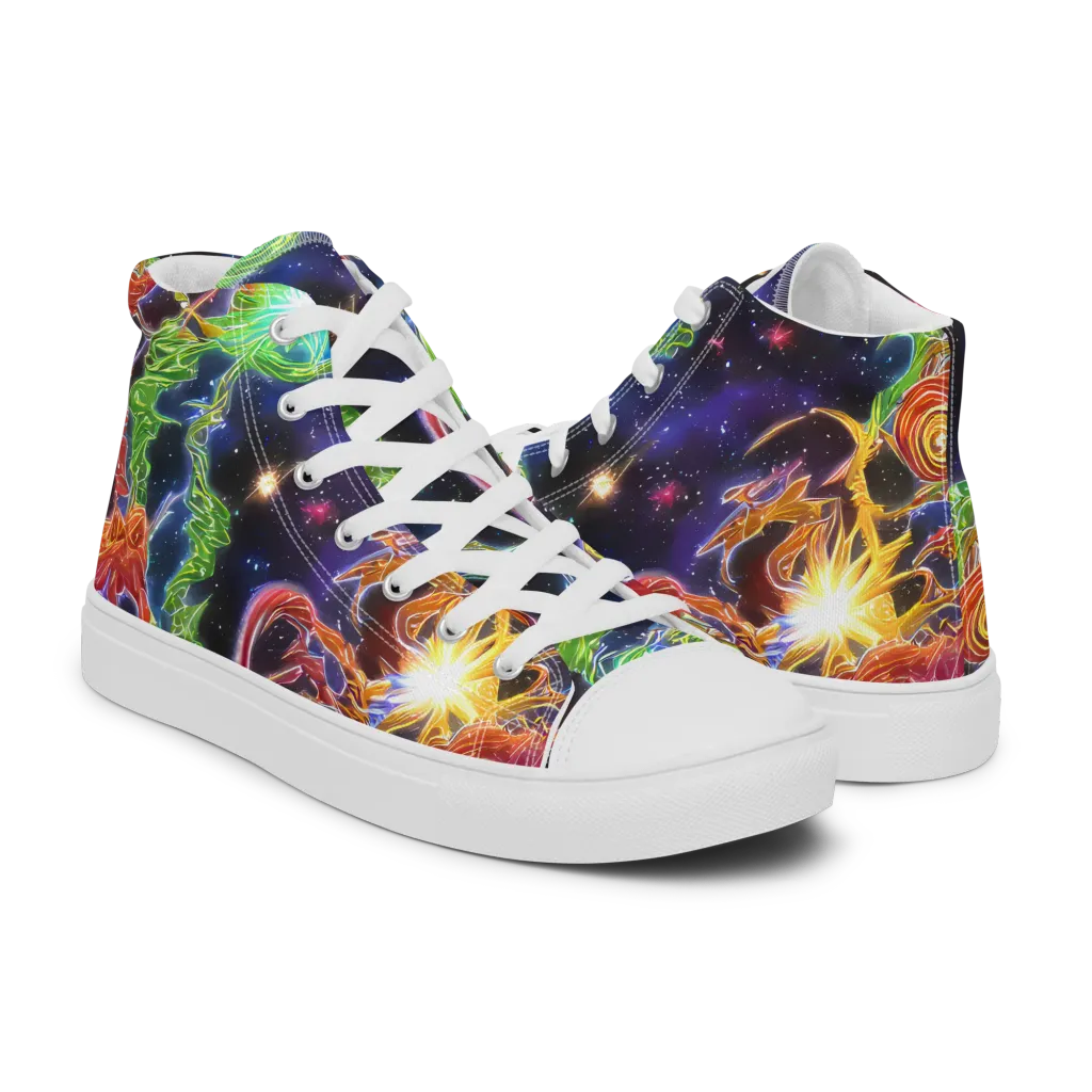 Galactic Flora on Women's High Top Canvas Shoes — Right