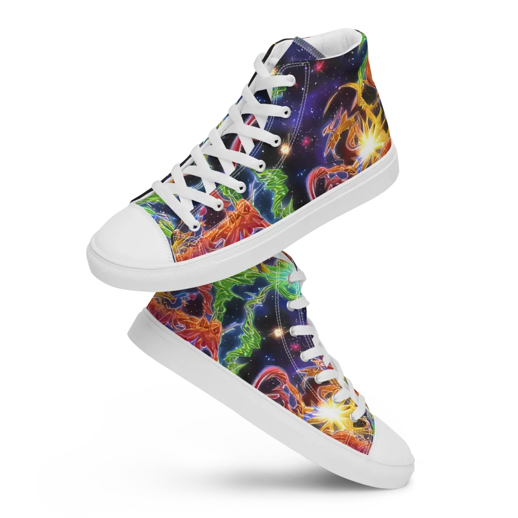 Galactic Flora on Women's High Top Canvas Shoes — Front