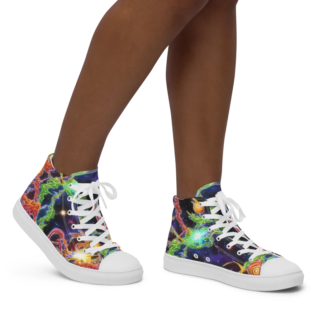 Galactic Flora on Women's High Top Canvas Shoes — Right