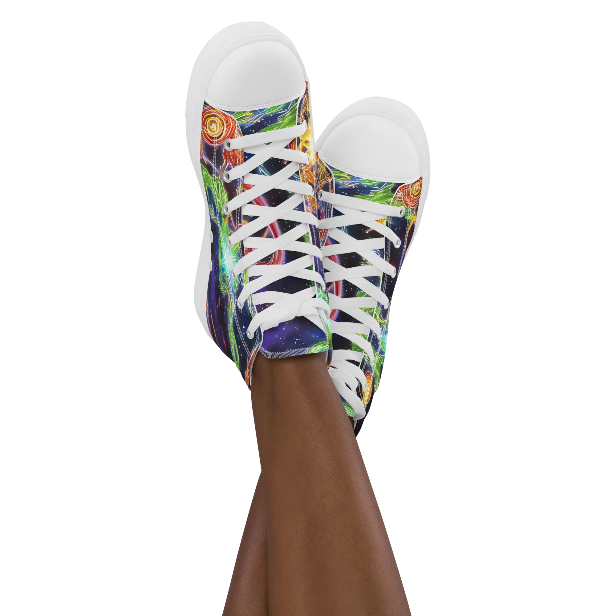 Galactic Flora on Women's High Top Canvas Shoes — Front