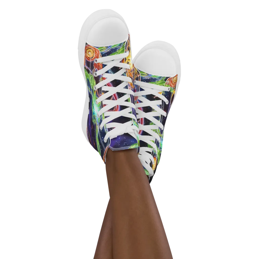 Galactic Flora on Women's High Top Canvas Shoes — Front