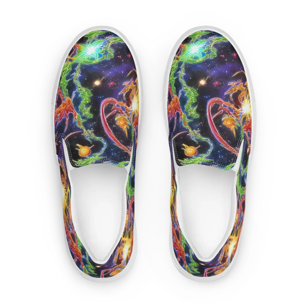Galactic Flora on Men's Slip-On Canvas Shoes — Front