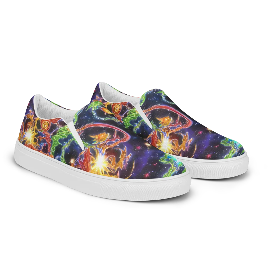 Galactic Flora on Men's Slip-On Canvas Shoes — Right Front