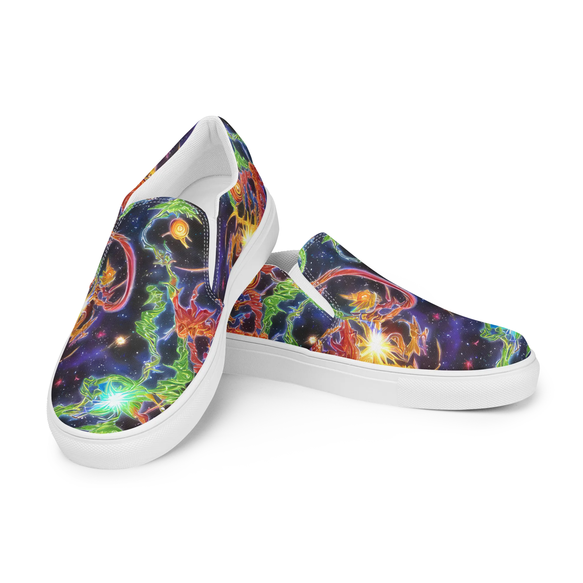 Galactic Flora on Men's Slip-On Canvas Shoes — Left Front