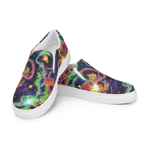 Galactic Flora on a Men's Slip-On Canvas Shoes