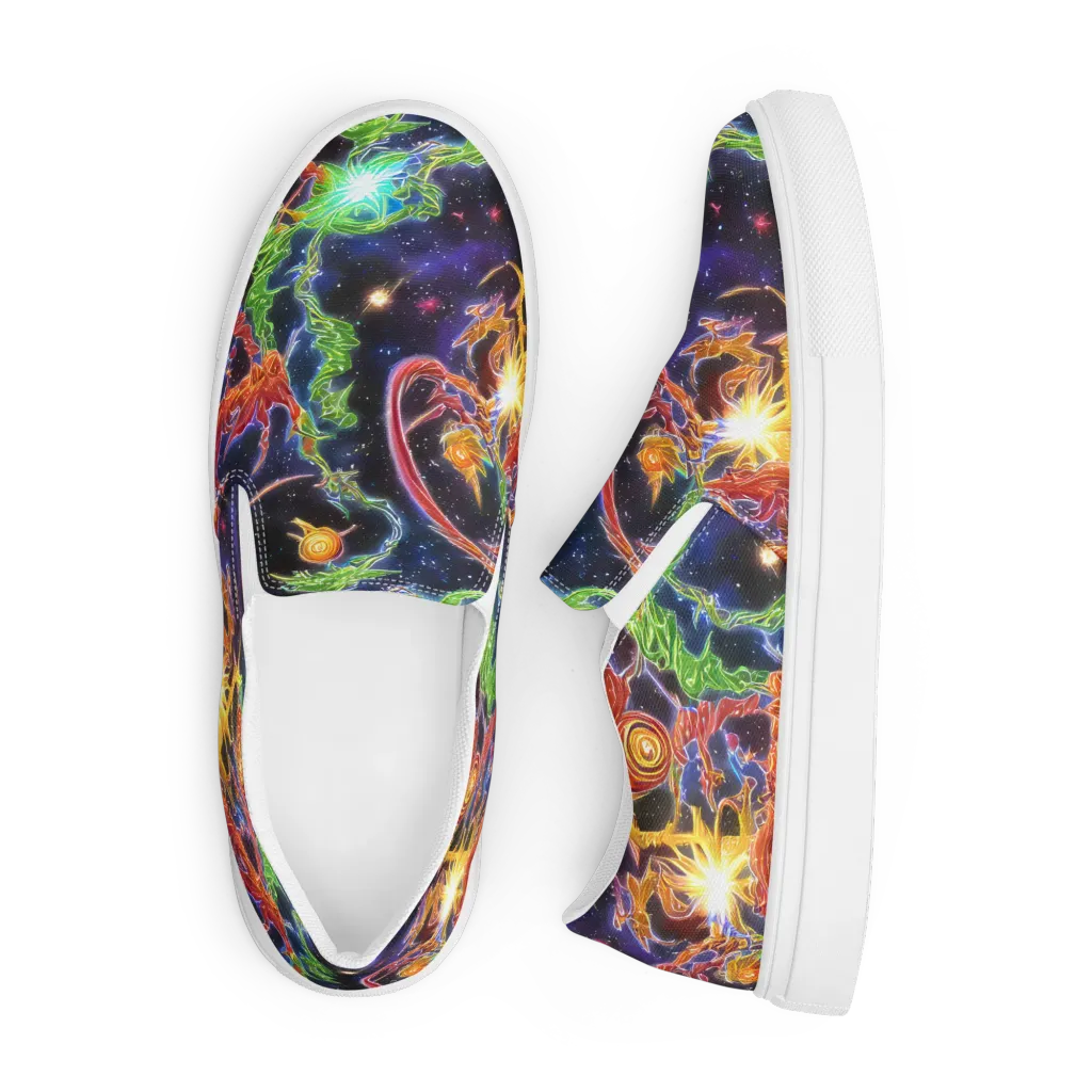 Galactic Flora on Men's Slip-On Canvas Shoes — Front