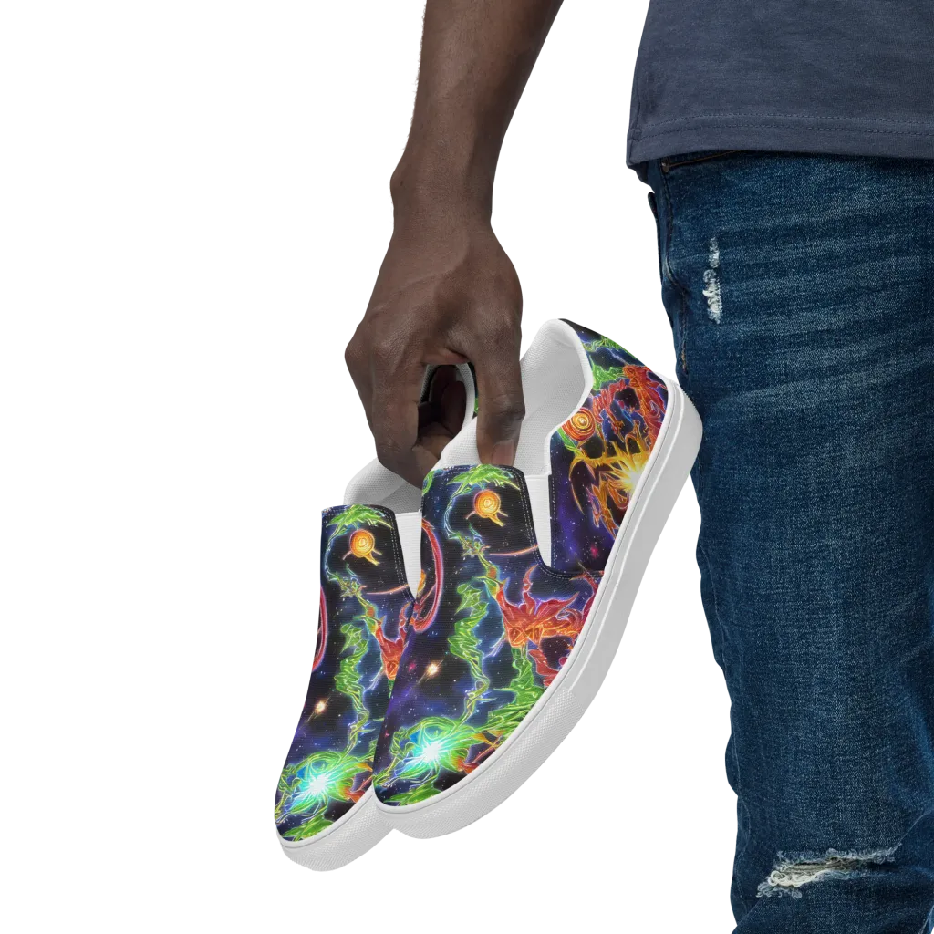 Galactic Flora on Men's Slip-On Canvas Shoes — Left Front