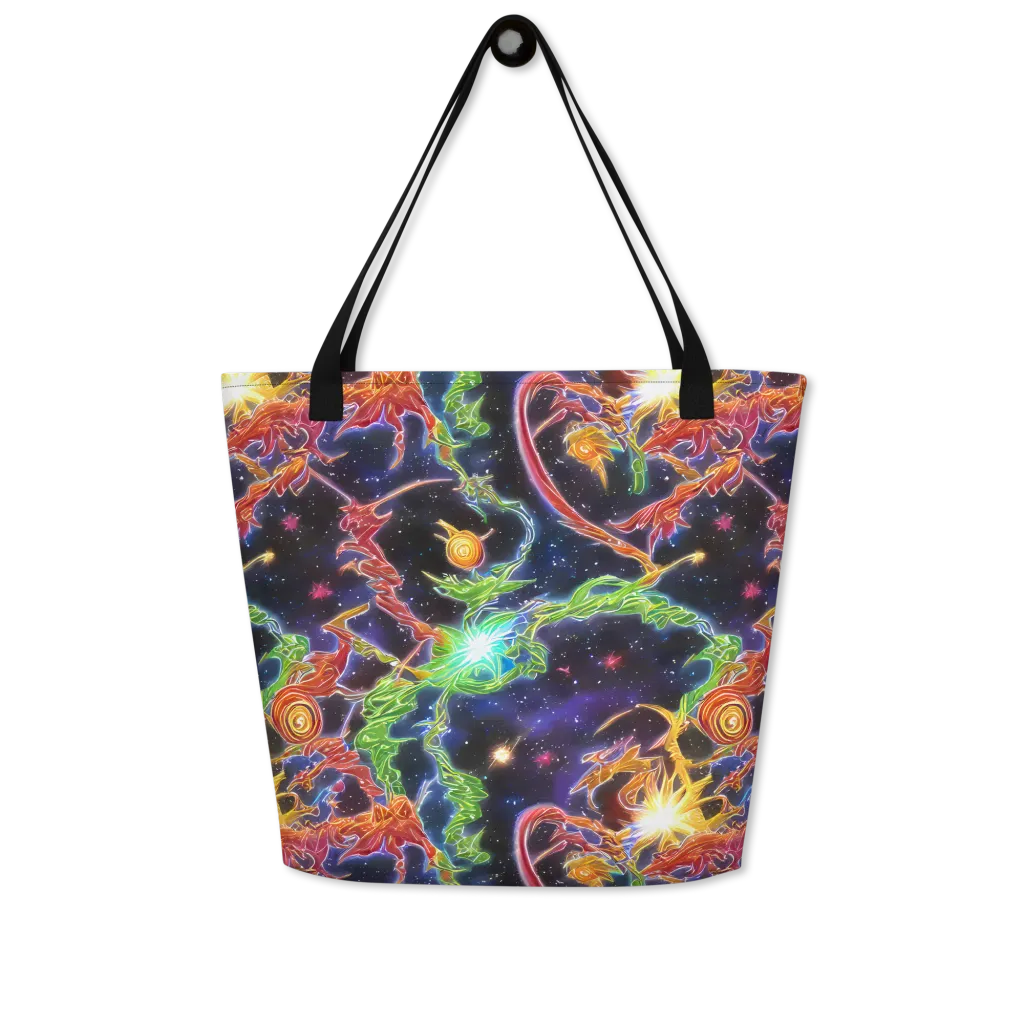 Galactic Flora on Large Tote Bag W/ Pocket — Front