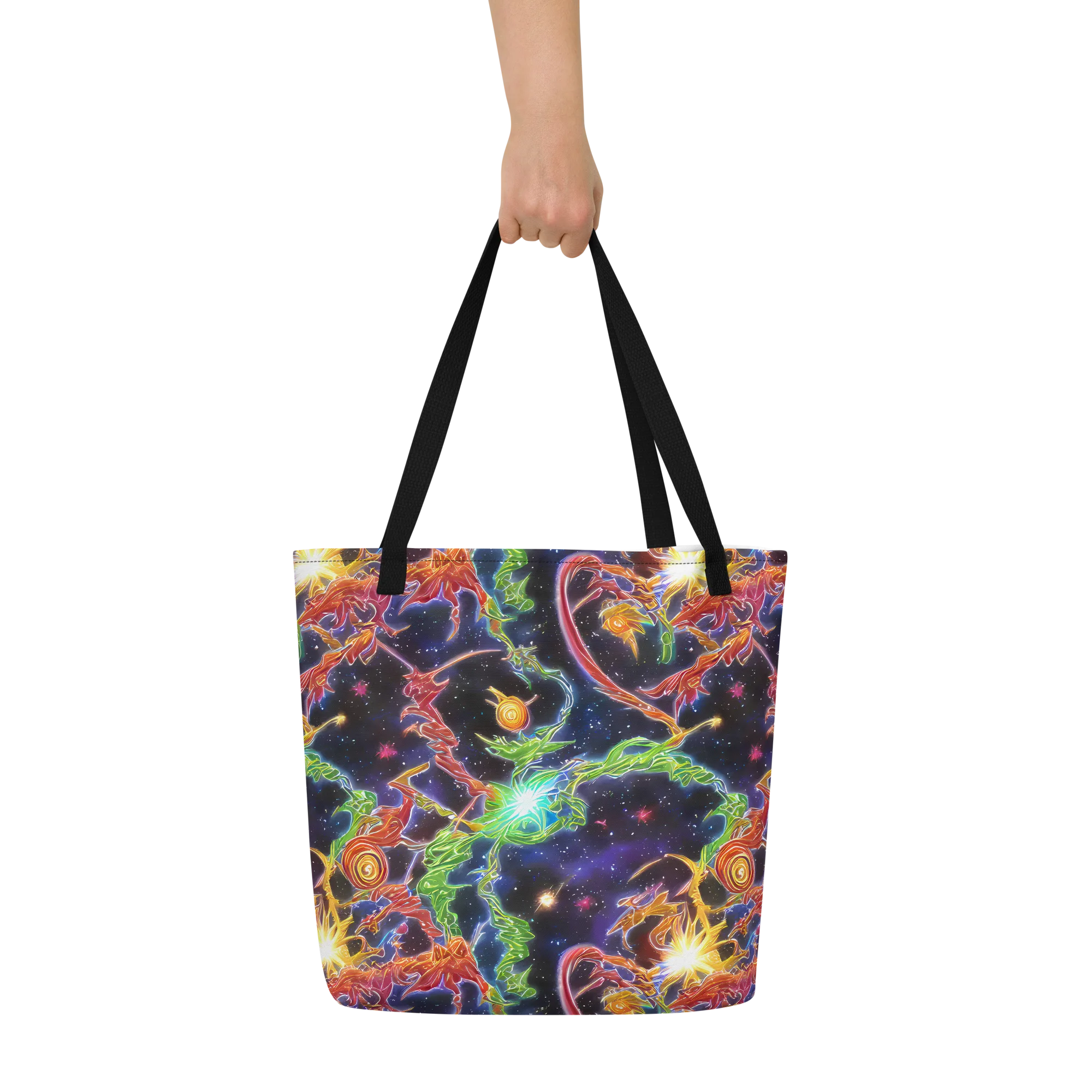 Galactic Flora on Large Tote Bag W/ Pocket — Front