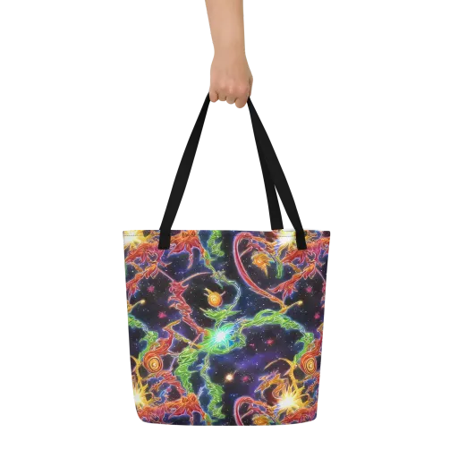 Galactic Flora on a Large Tote Bag W/ Pocket