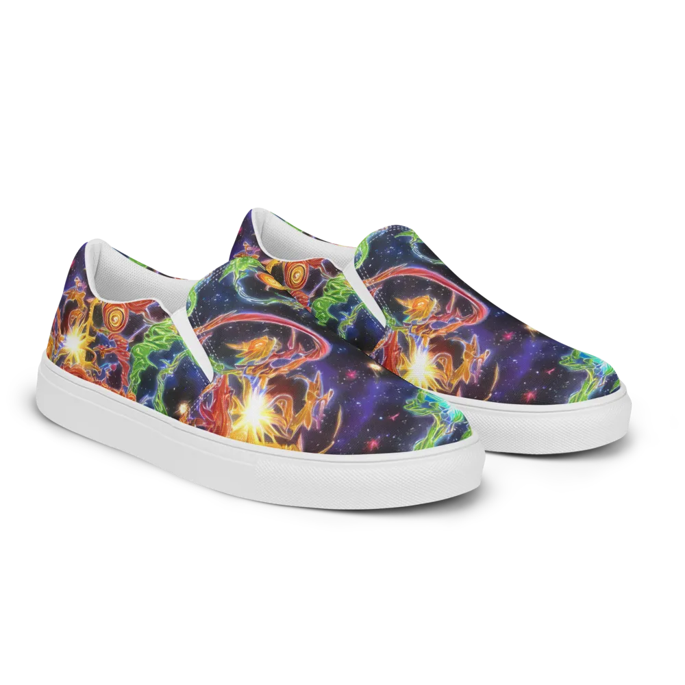 Galactic Flora on Women's Slip-On Canvas Shoes — Right Front