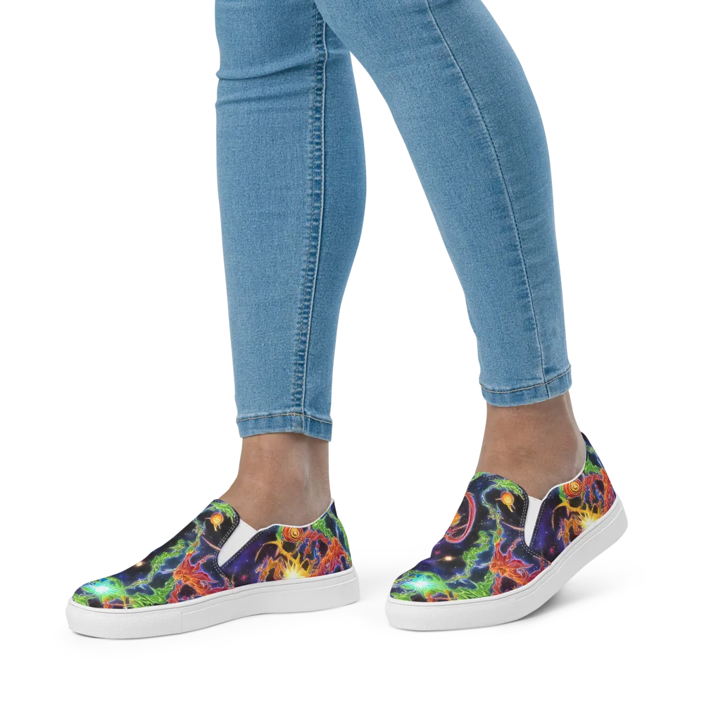 Galactic Flora on Women's Slip-On Canvas Shoes — Front