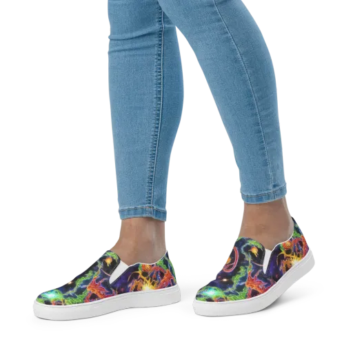 Galactic Flora on a Women's Slip-On Canvas Shoes