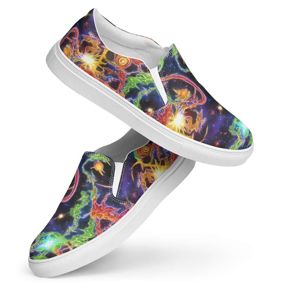 Galactic Flora on Women's Slip-On Canvas Shoes — Front