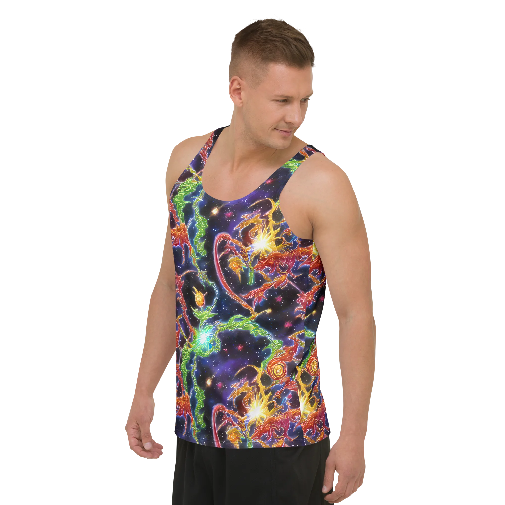 Galactic Flora on Men's Tank Top — Left Front