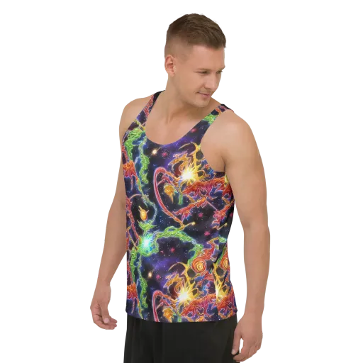Galactic Flora on a Men's Tank Top