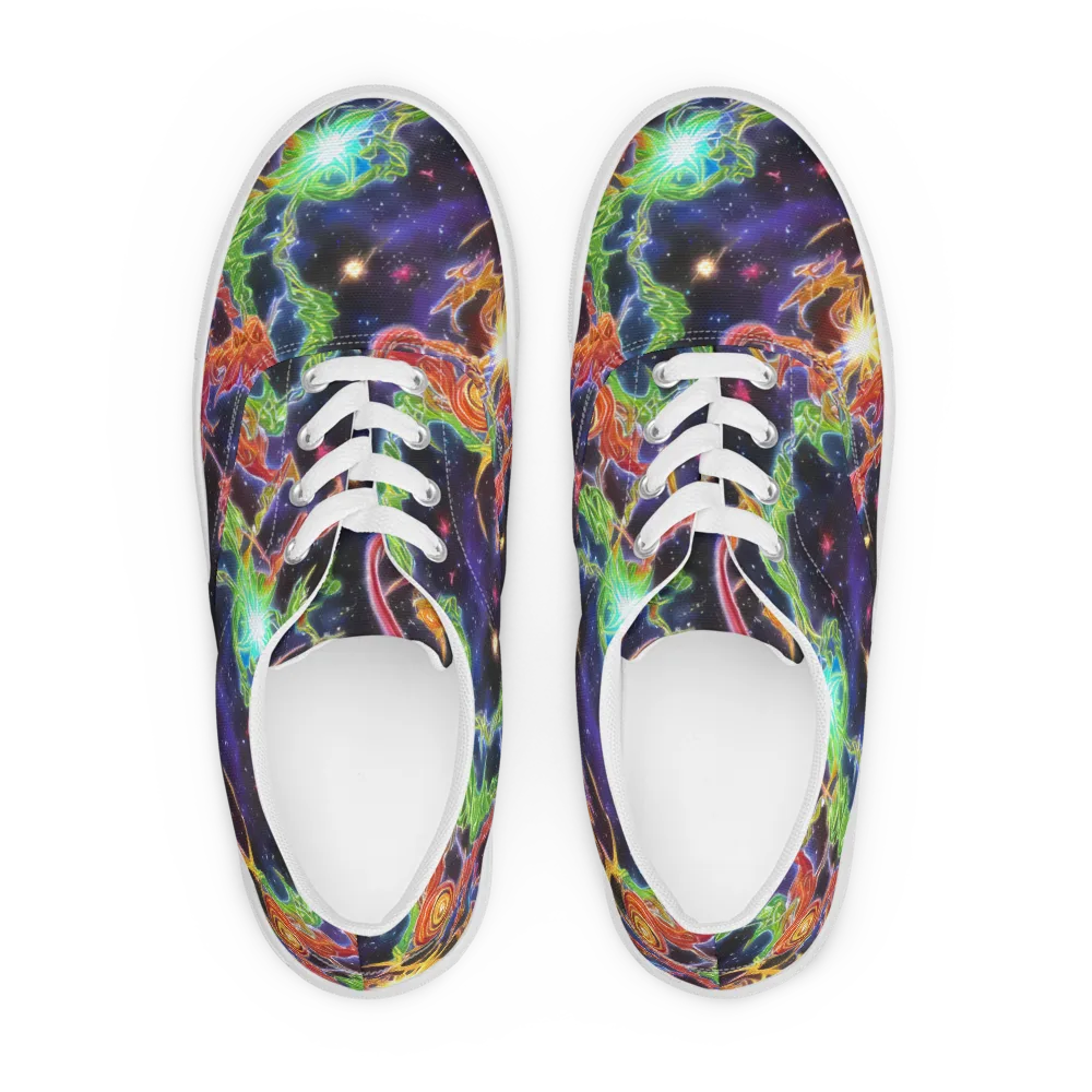 Galactic Flora on Men's Lace-Up Canvas Shoes — Front