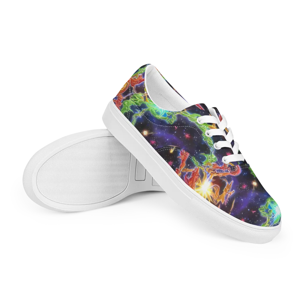 Galactic Flora on Men's Lace-Up Canvas Shoes — Right Front