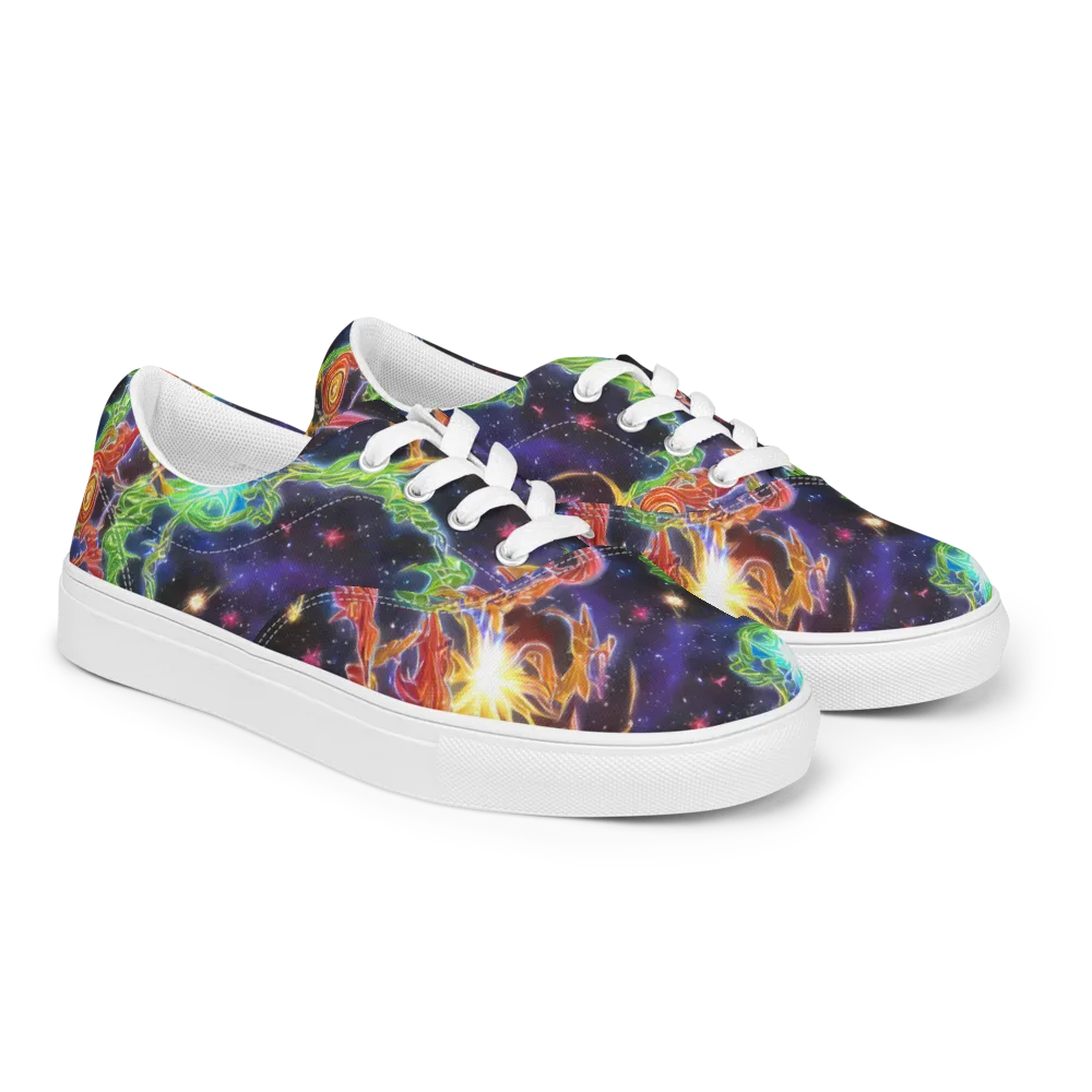 Galactic Flora on Men's Lace-Up Canvas Shoes — Right Front