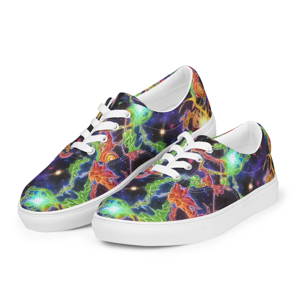 Galactic Flora on Men's Lace-Up Canvas Shoes — Left Front