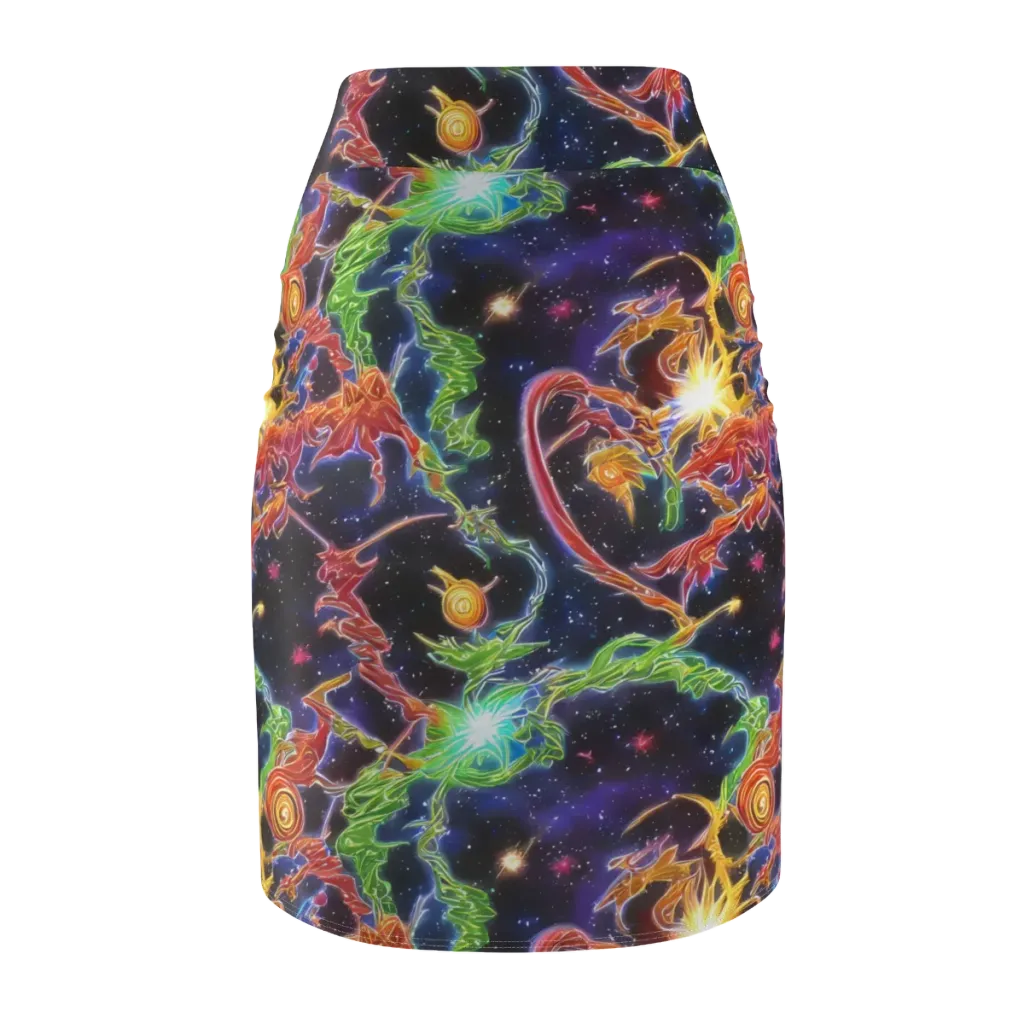 Galactic Flora on Pencil Skirt — Back