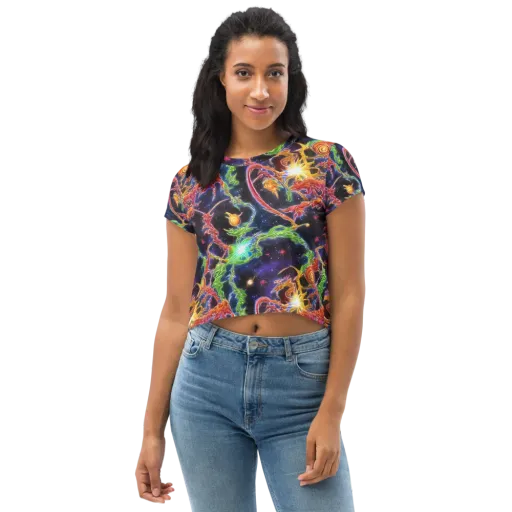 Galactic Flora on a Crop Tee