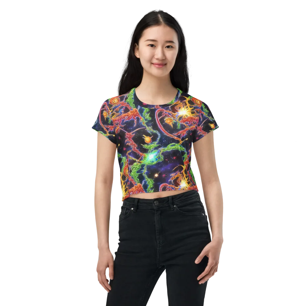 Galactic Flora on Crop Tee — Front