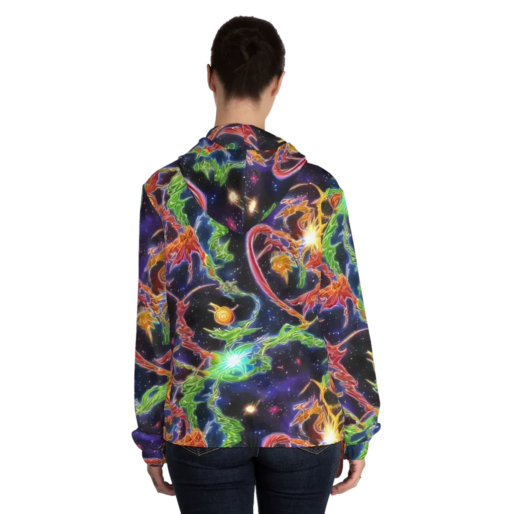 Galactic Flora on Women's Full-Zip Hoodie — Back On Person