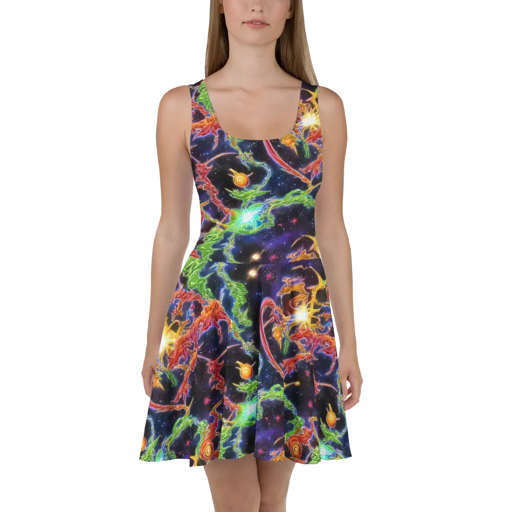 Galactic Flora on Skater Dress — Front