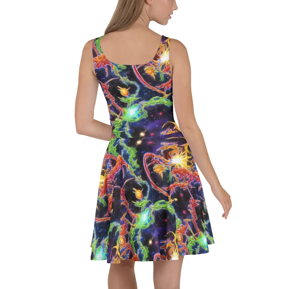 Galactic Flora on Skater Dress — Back