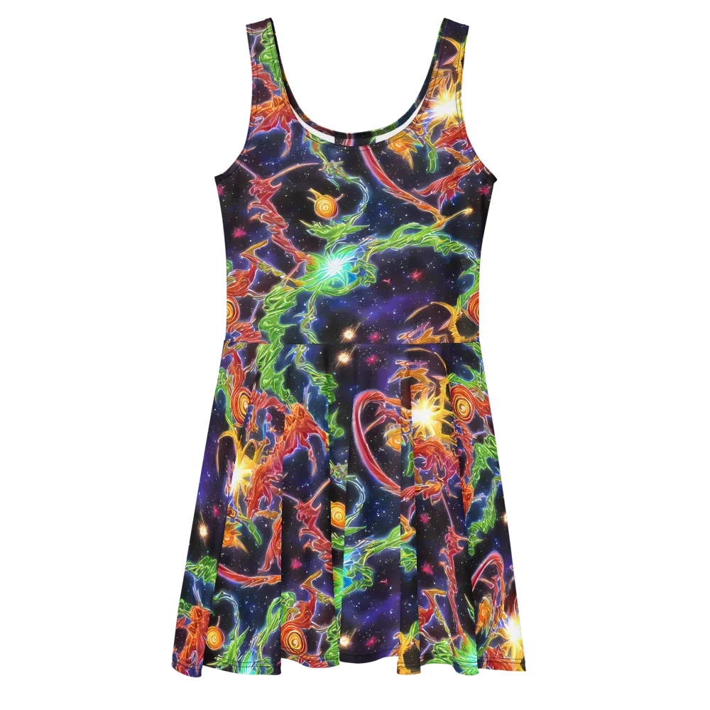Galactic Flora on Skater Dress — Front