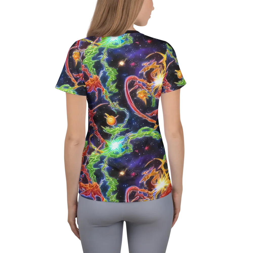 Galactic Flora on Women's Athletic T-Shirt — Back
